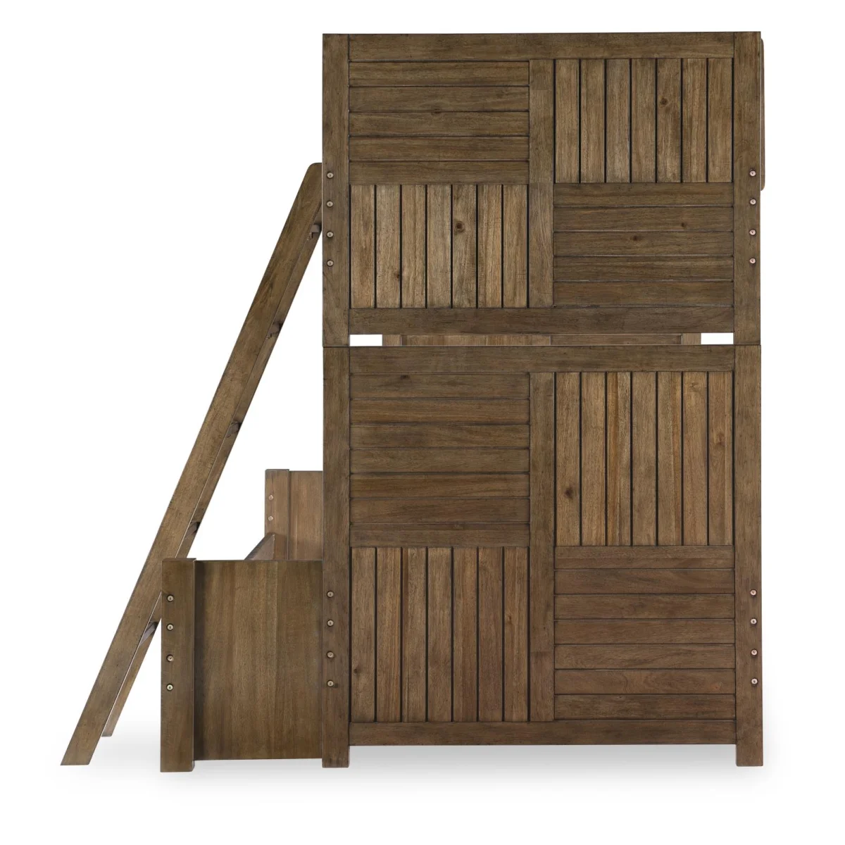 Complete Twin Over Full Bunk Set Brown Finish Youth Beds Brown 11