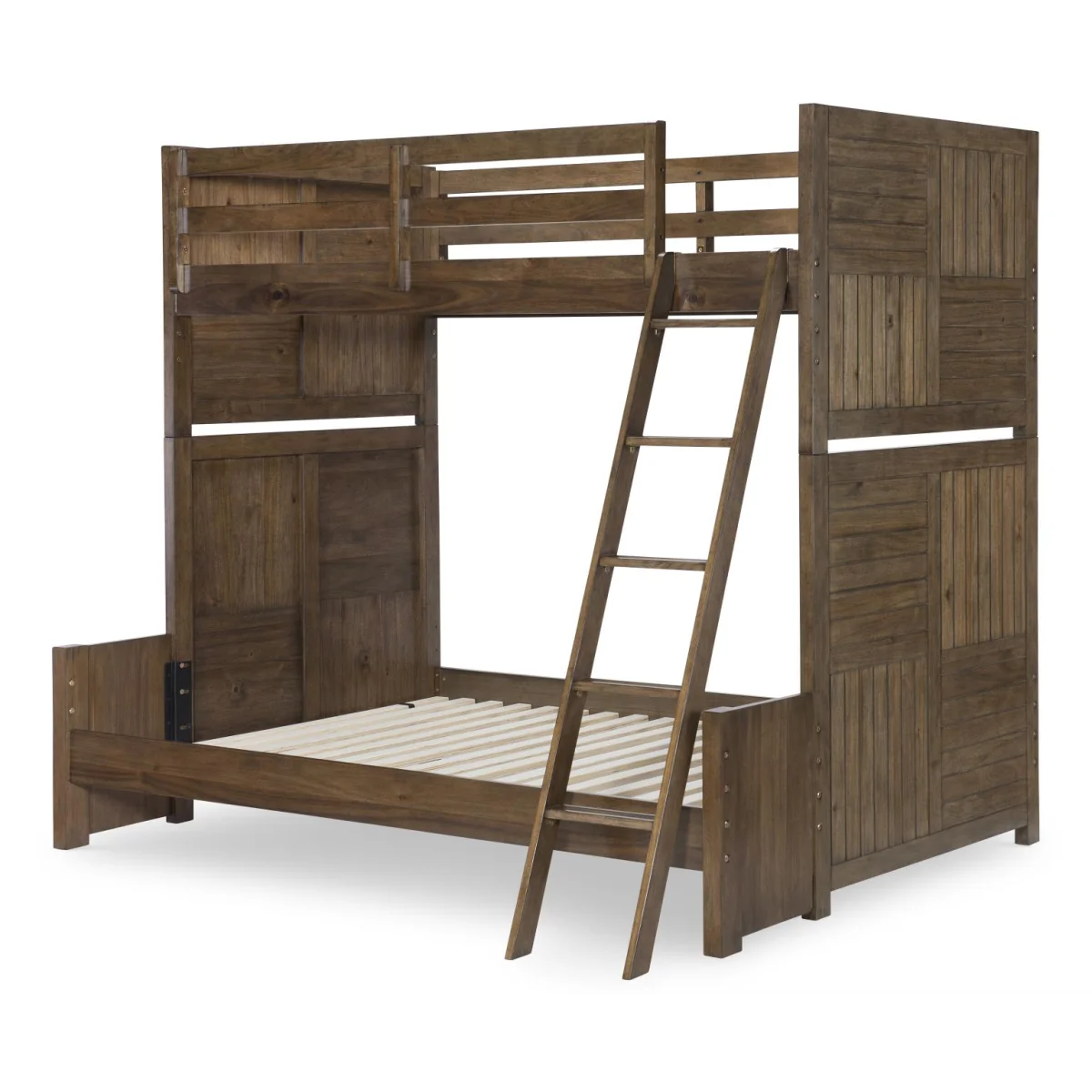 Complete Twin Over Full Bunk Set Brown Finish Youth Beds Brown 13