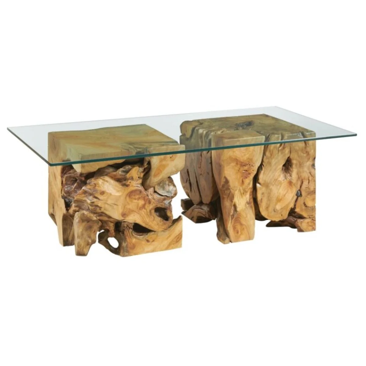 Hidden Treasures Square Root Table With Glass Top Cocktail & Coffee Tables Brown 4