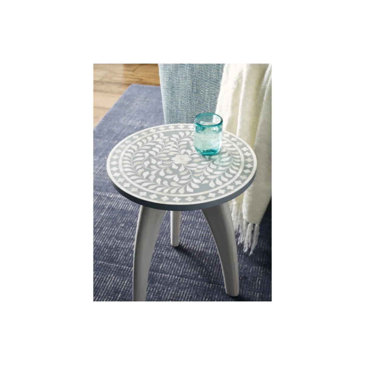 Hidden Treasures Blossom Inlay Accent Table/gray Accent Furniture Accent Furniture 7
