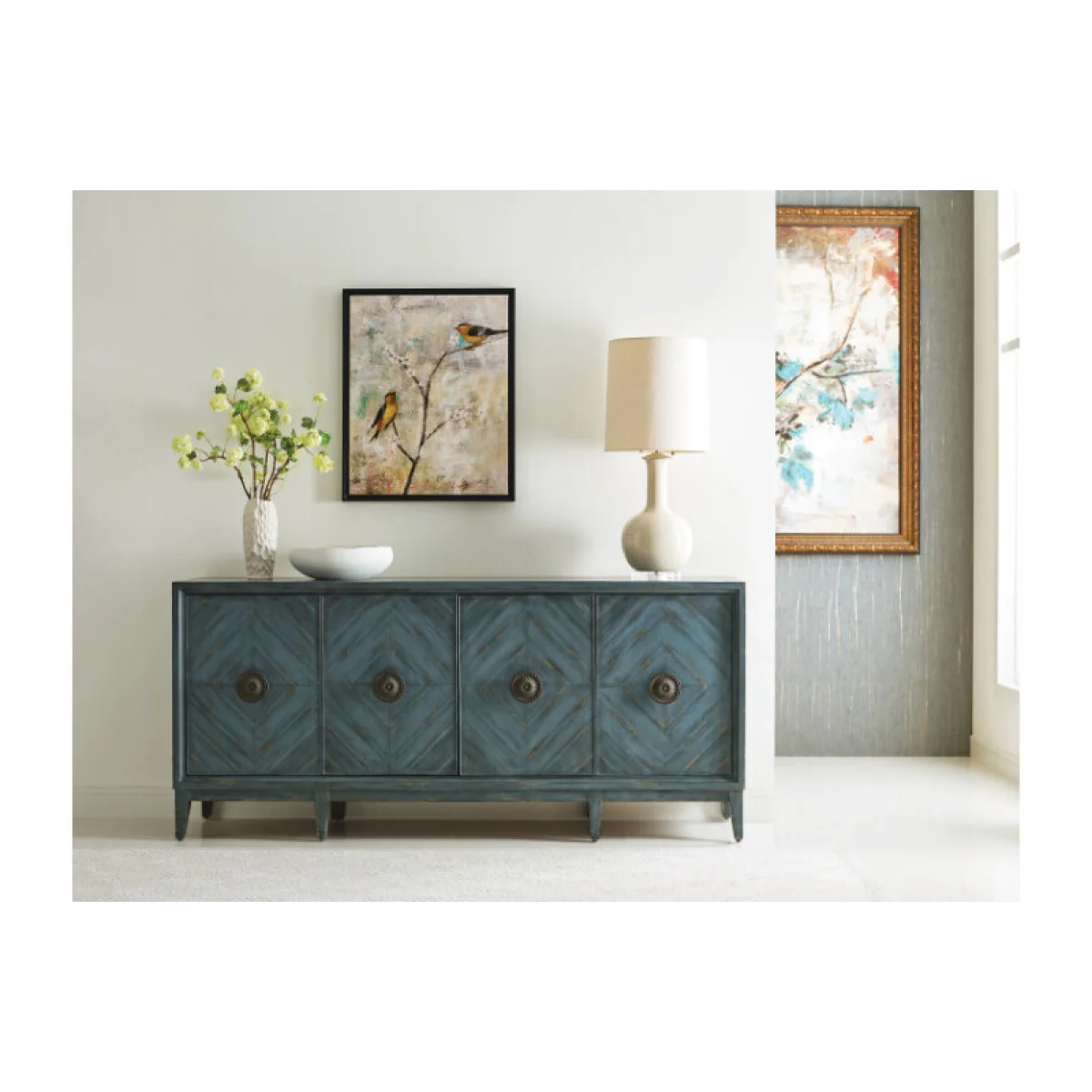 Hidden Treasures Lapis Four Door Console Sofa Tables Gray 6