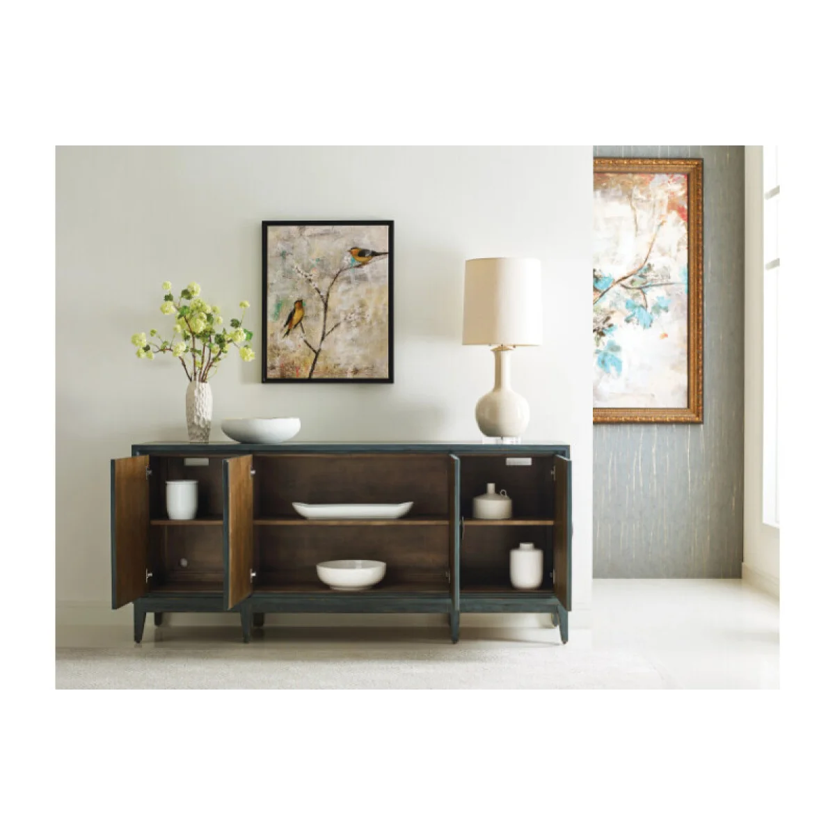 Hidden Treasures Lapis Four Door Console Sofa Tables Gray 7