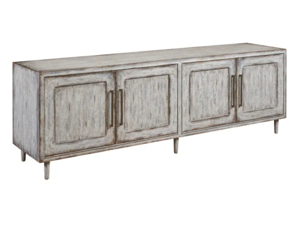 Hidden Treasures Distressed Mod Credenza Entertainment Stands black
