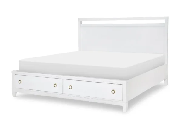 Complete Panel Bed W Storage King 6/6 White Finish Beds Beds