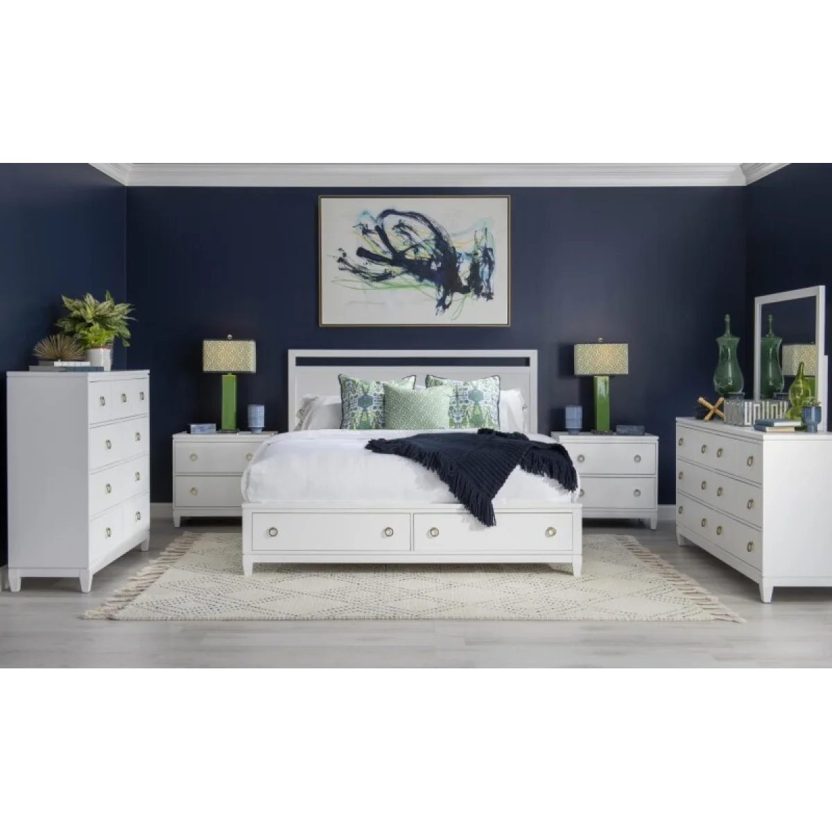Complete Panel Bed W Storage King 6/6 White Finish Beds Beds 8