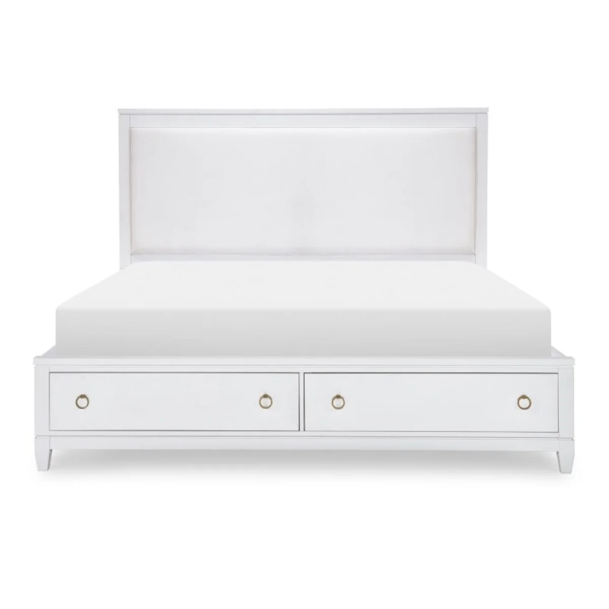 Complete Upholstered Bed W Storage Cal King 6/0 White Finish Beds Beds 6