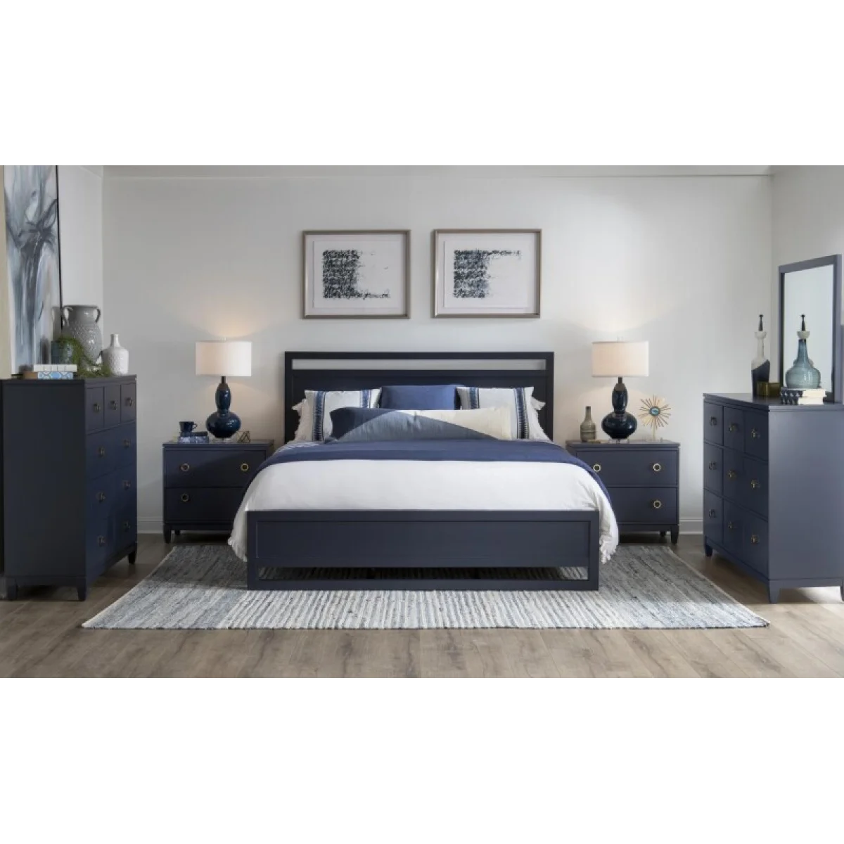 Complete Panel Bed Ca King 6/0 Blue Finish Beds Beds 8