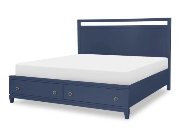 Complete Panel Bed W Storage King 6/6 Blue Finish Beds Beds