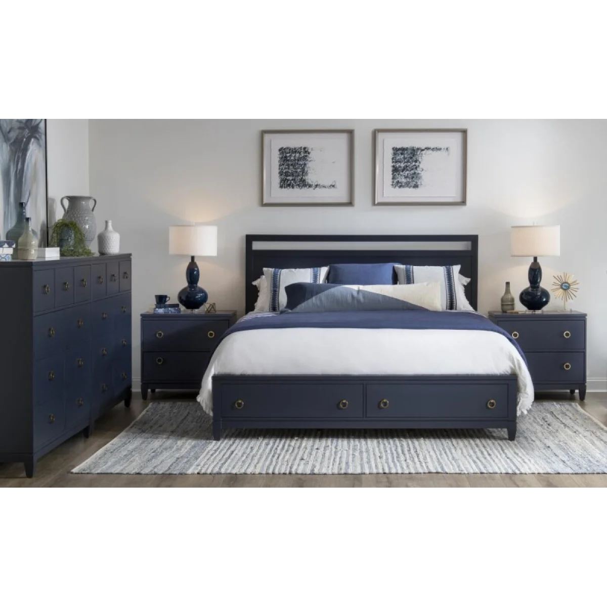 Complete Panel Bed W Storage Ca King 6/0 Blue Finish Beds Beds 8