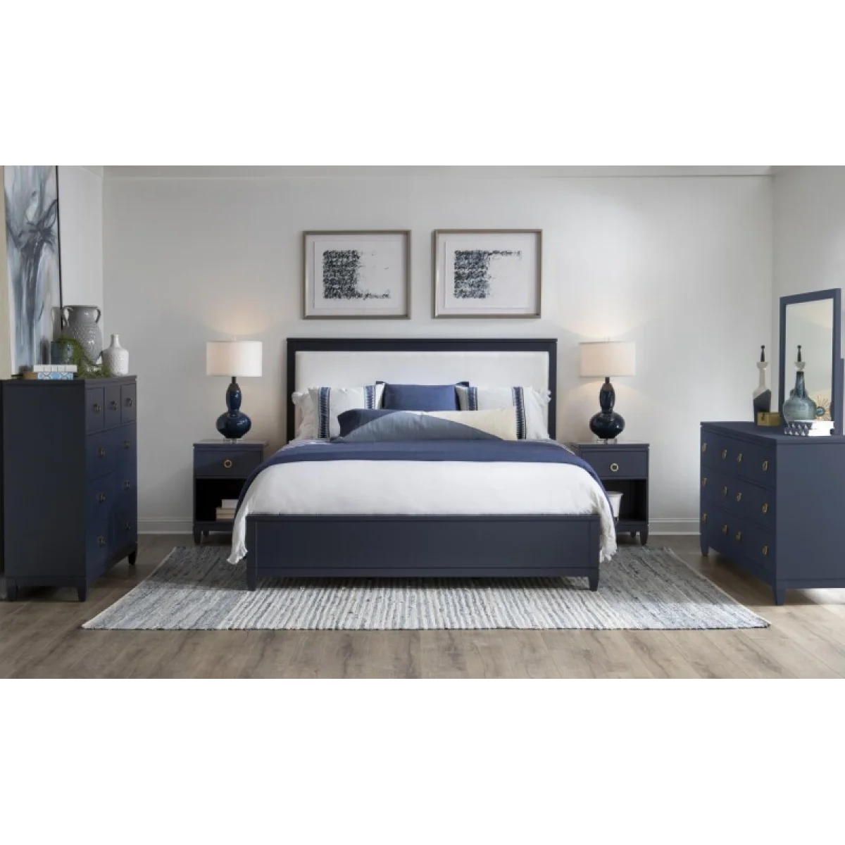 Complete Upholstered Bed Ca King 6/0 Blue Finish Beds Beds 7