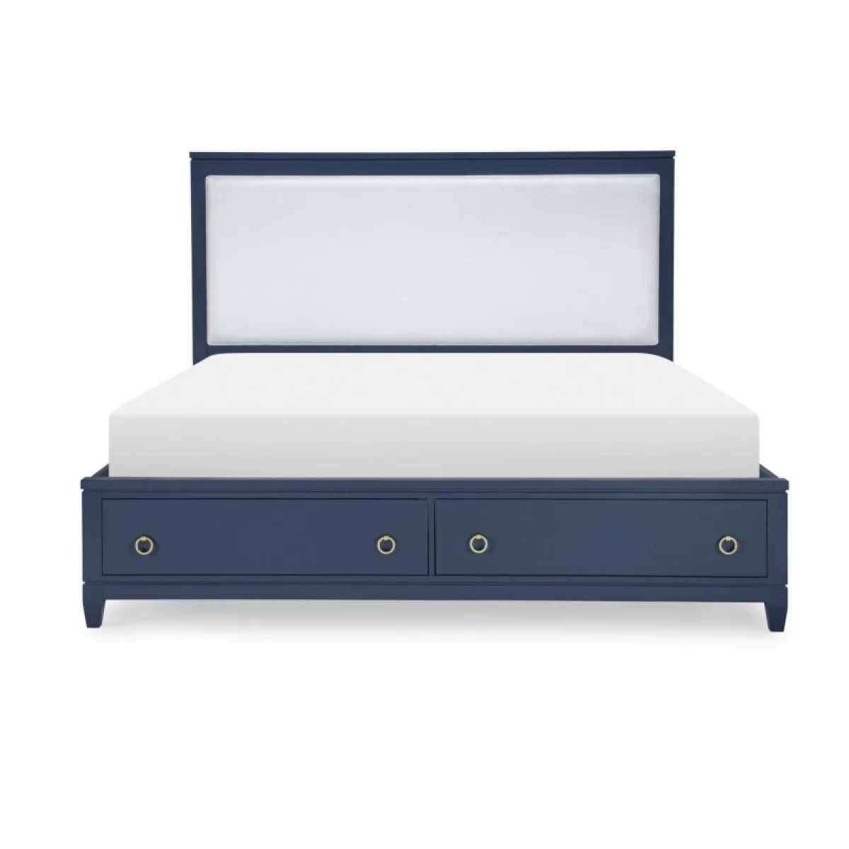 Complete Upholstered Bed W Storage Queen 5/0 Blue Finish Beds Beds 7