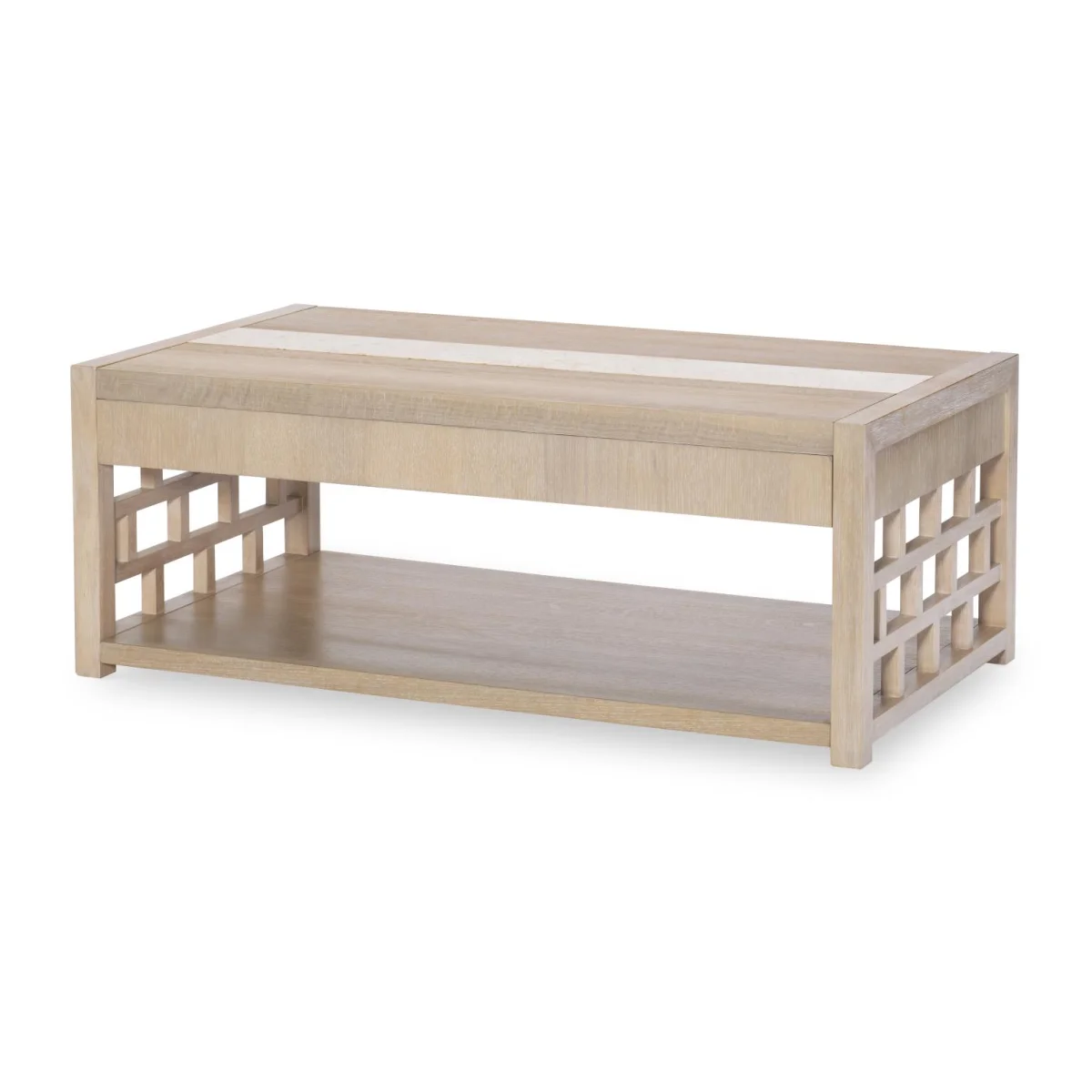 Rectangle Cocktail Table W Travertine Insert Cocktail & Coffee Tables Brown 7