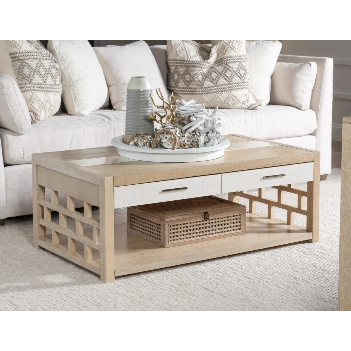 Rectangle Cocktail Table W Travertine Insert Cocktail & Coffee Tables Brown 8