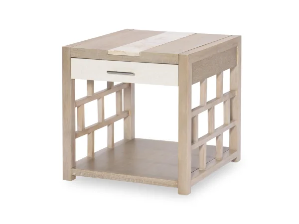 Square End Table W Travertine Insert End tables Brown