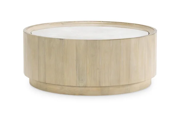 Round Cocktail Table W Travertine Top Cocktail & Coffee Tables Brown