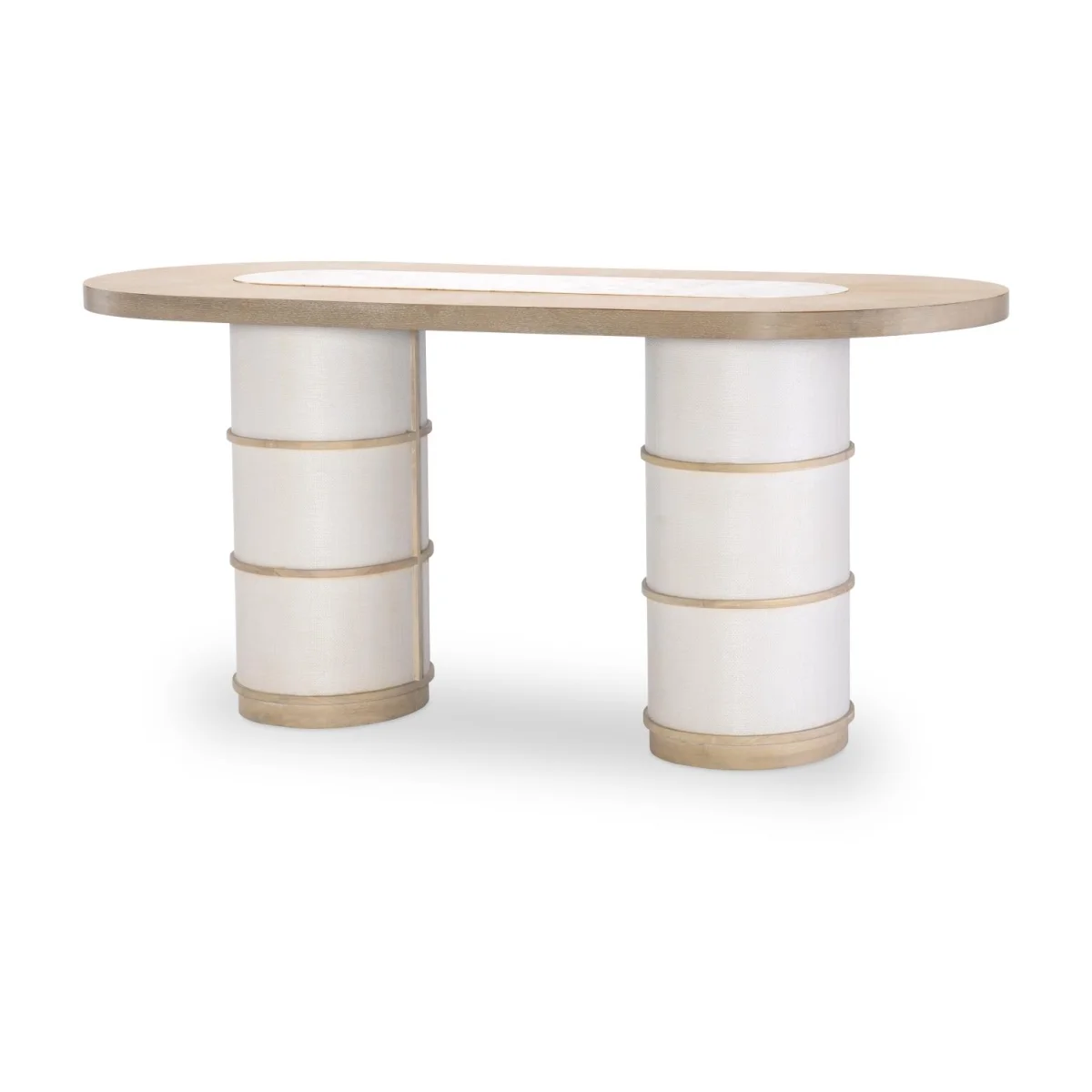 Complete Double Pedestal Counter Height Table Dining Sets Cream 4