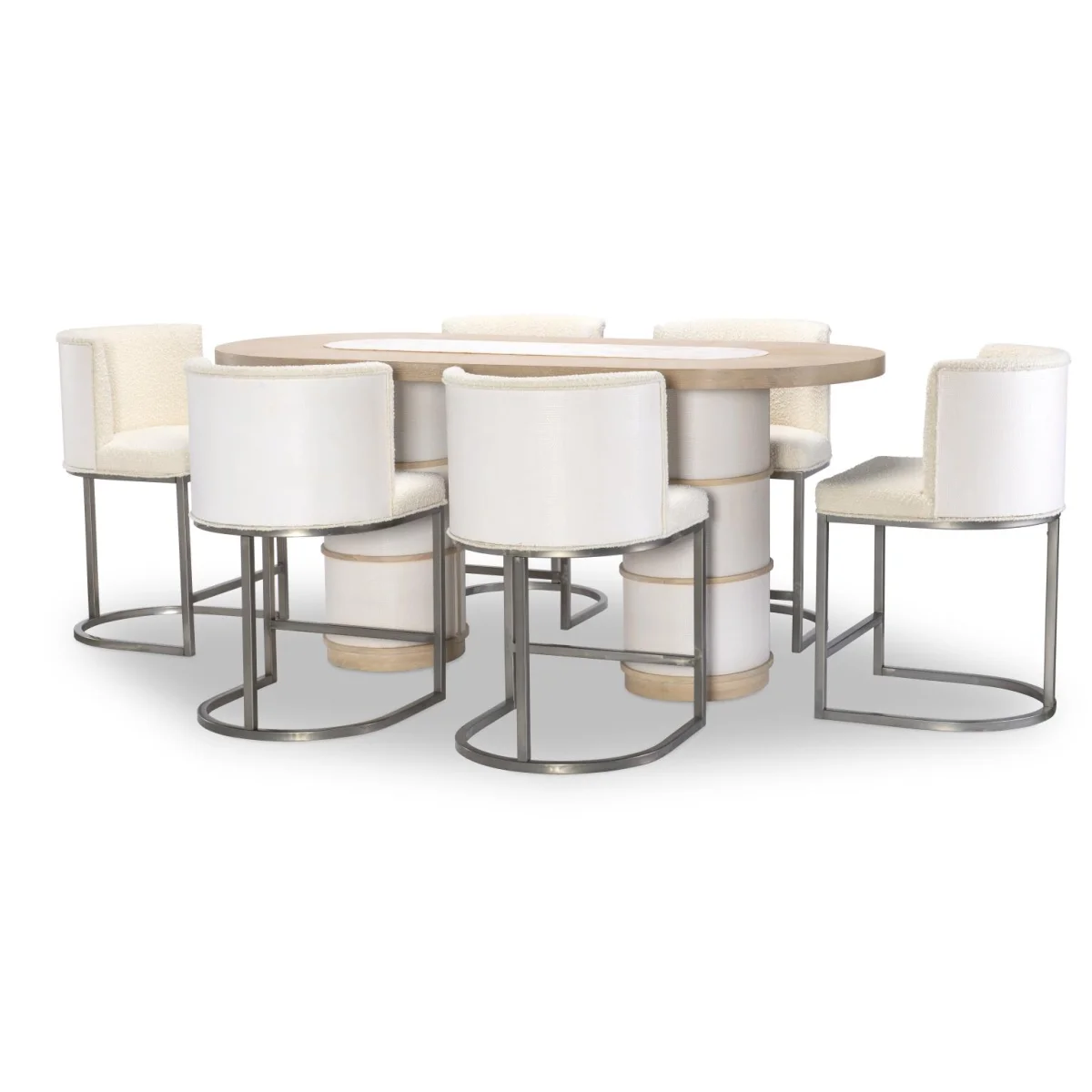 Complete Double Pedestal Counter Height Table Dining Sets Cream 9