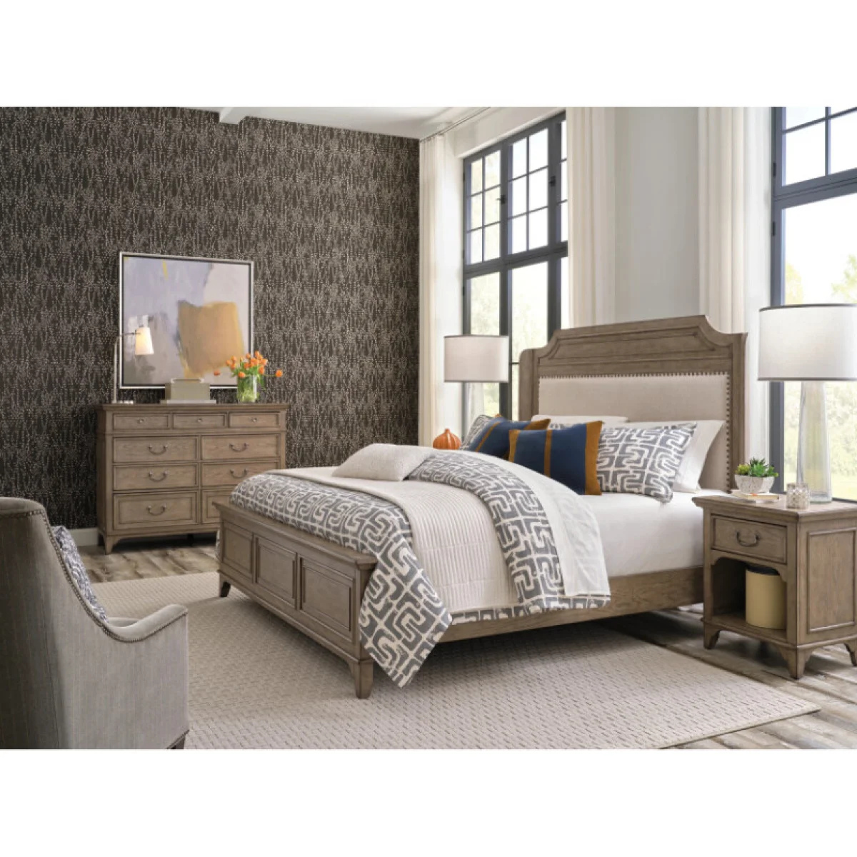 Carmine Engels Upholstered King Bed Complete Beds American Drew 4