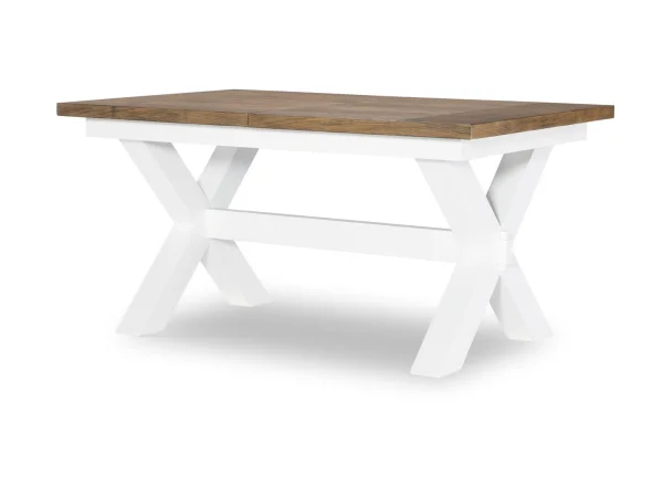 Complete Trestle Dining Table Dining Sets Dark Oak Tops, Natural White Base, Aged Black Accents