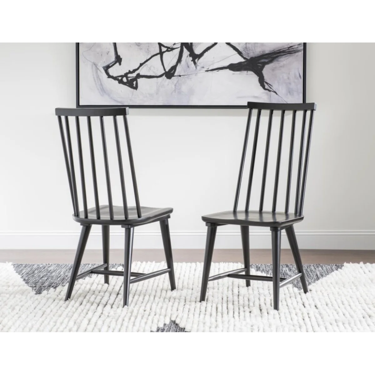 High Back Spindle Side Chair Chairs & Benches black 9