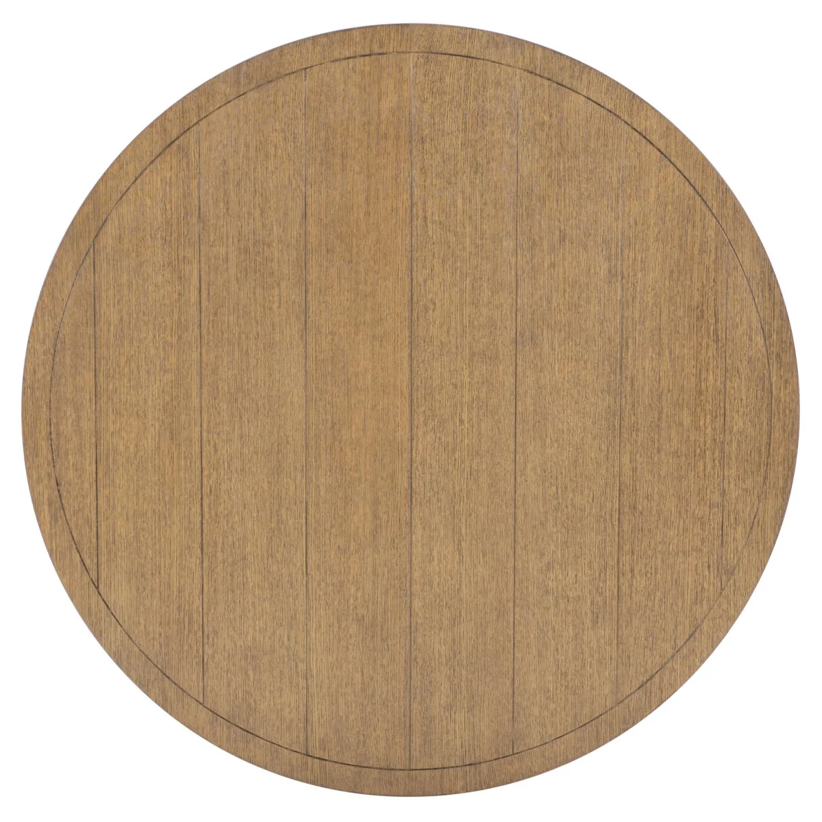 Complete Round Dining Table Dining Tables Dark Oak Tops, Natural White Base, Aged Black Accents 6