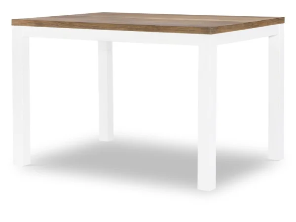 Counter Table W Butterfly Leaf Dining Tables Dark Oak Tops, Natural White Base, Aged Black Accents