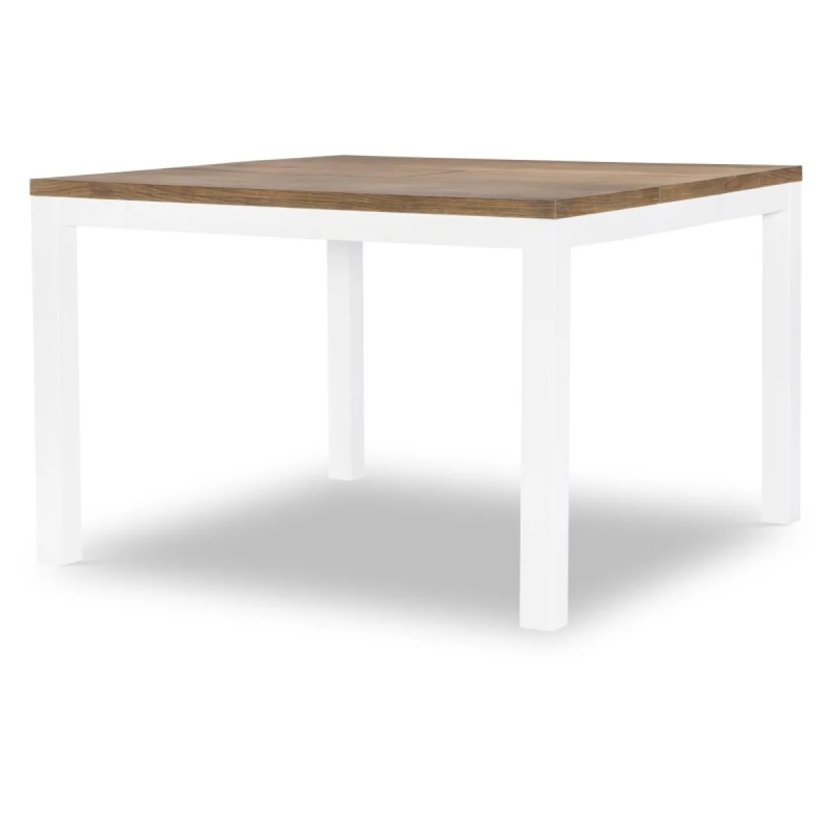 Counter Table W Butterfly Leaf Dining Tables Dark Oak Tops, Natural White Base, Aged Black Accents 7