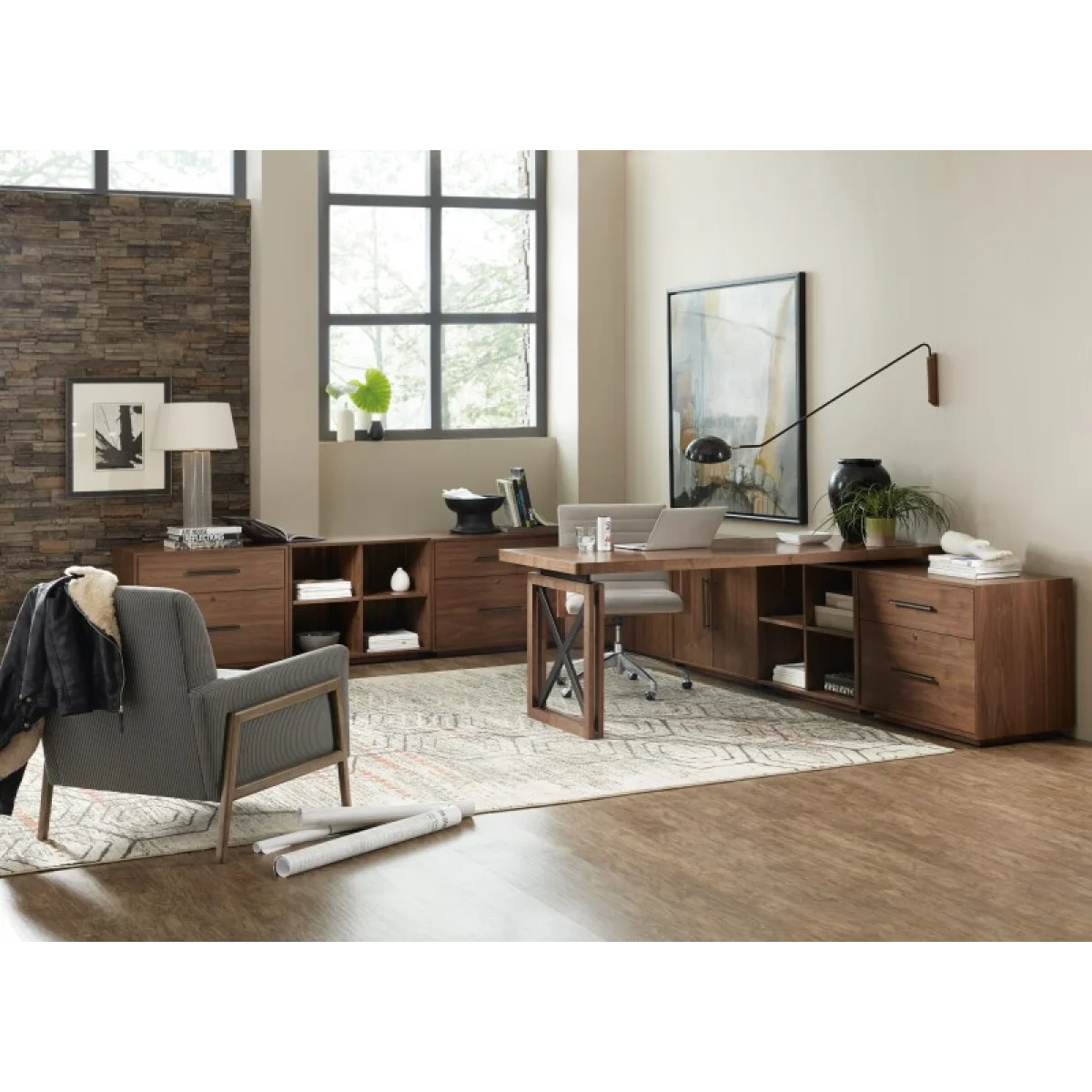 Home Office Elon Desk Base Desk Bases Brown 12