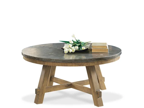 Hidden Treasures Oak Grain Drum End Table End tables Dark Stain 10