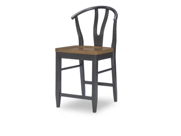 Wishbone Back Counter Height Chair Black Finish Chairs & Benches Chairs & Benches