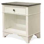 1-drawer Nightstand Nightstands Feathered White/Rich Charcoal 14