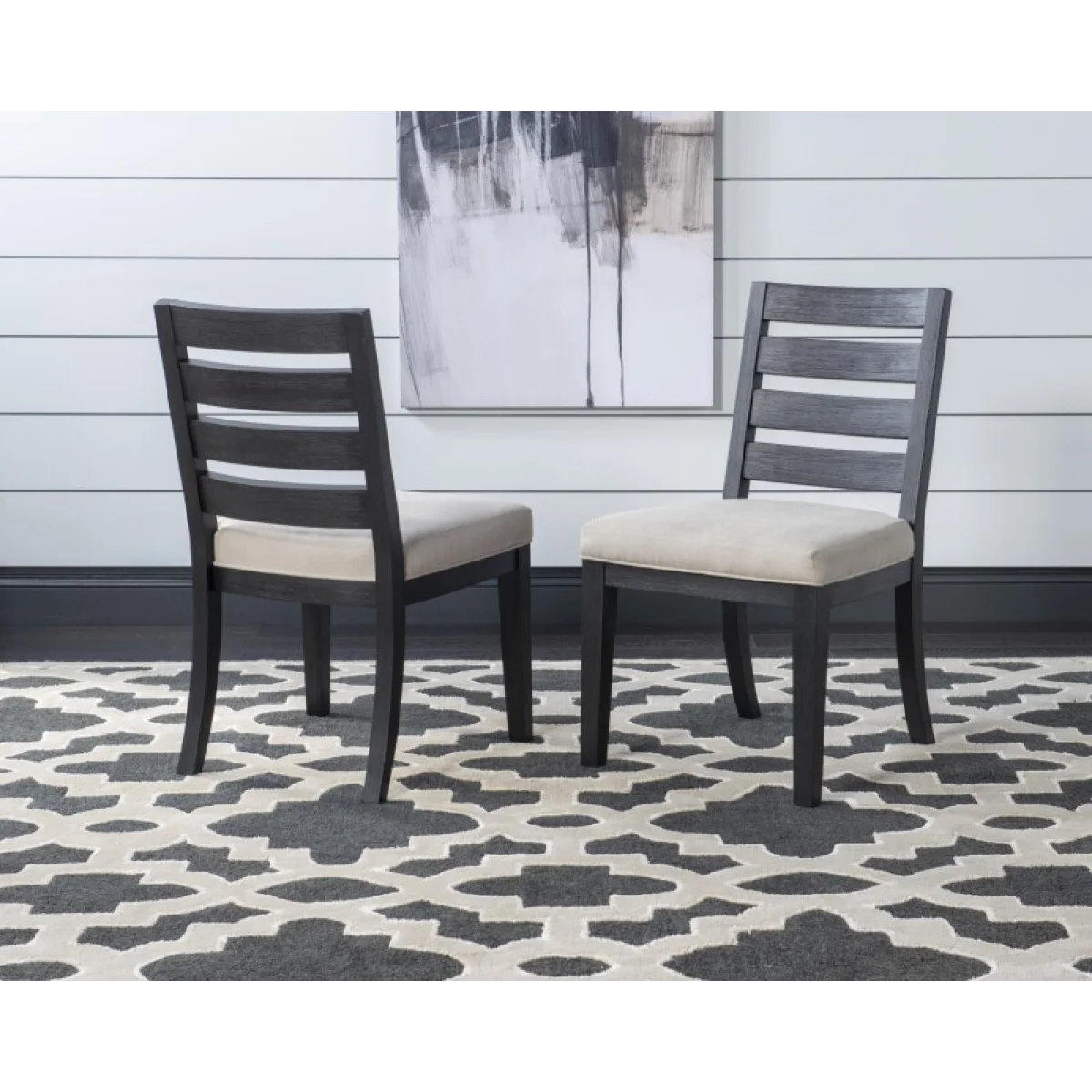 Ladder Back Side Chair Dark Oak Finish Chairs & Benches black 7