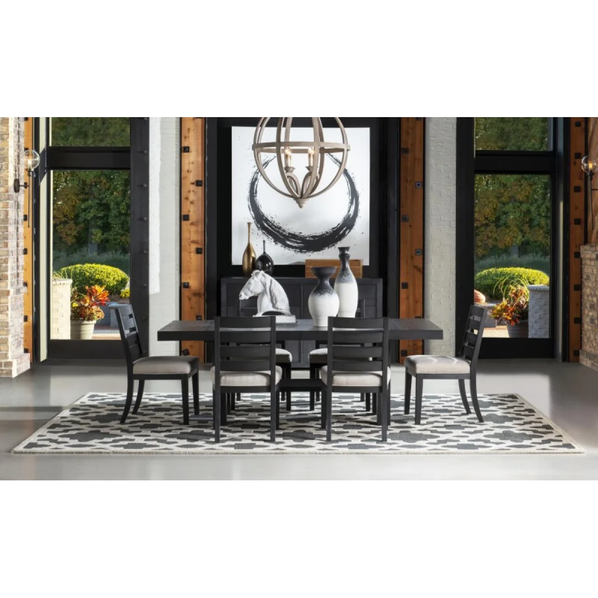 Complete Trestle Table Dark Oak Finish Dining Tables black 9