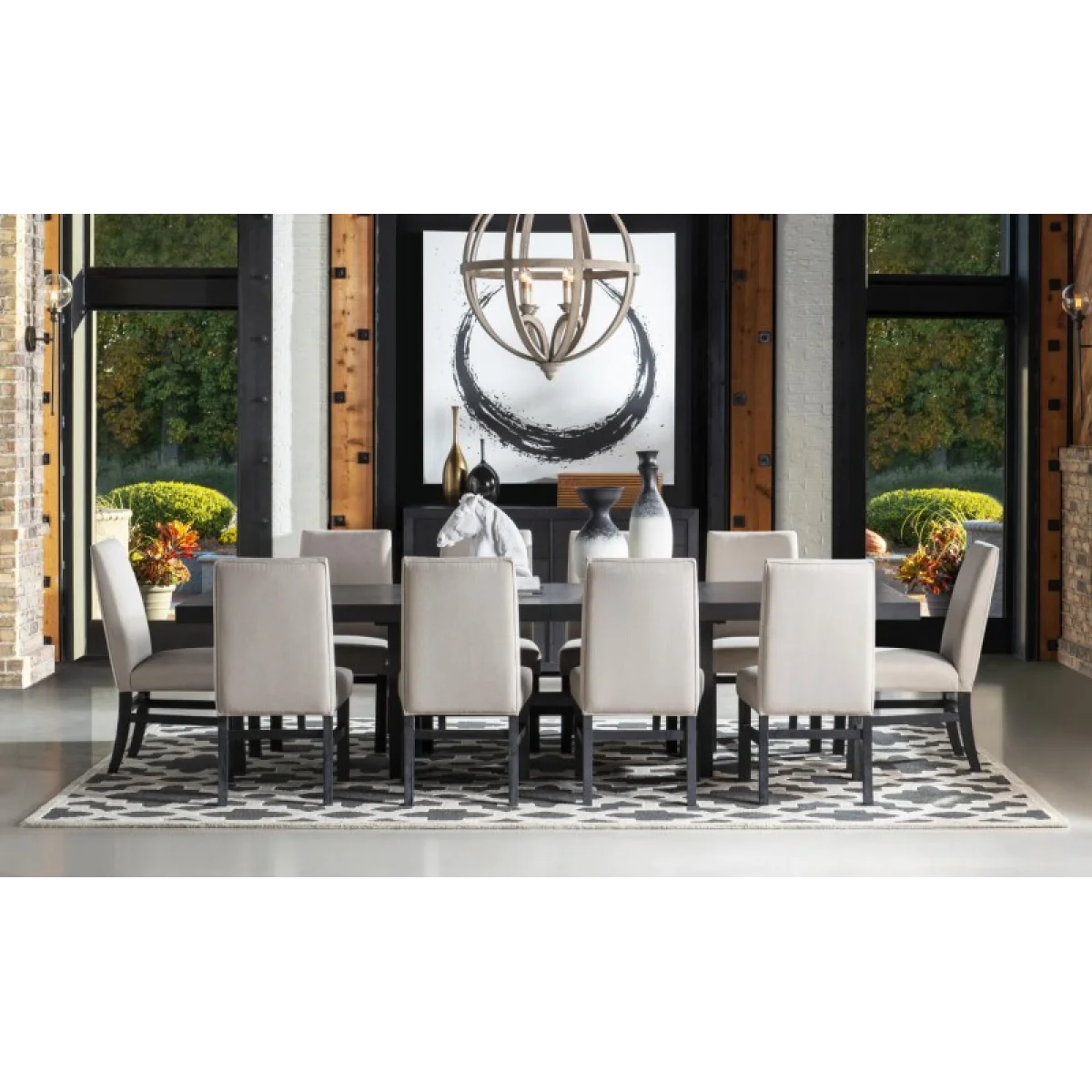 Complete Trestle Table Dark Oak Finish Dining Tables black 10