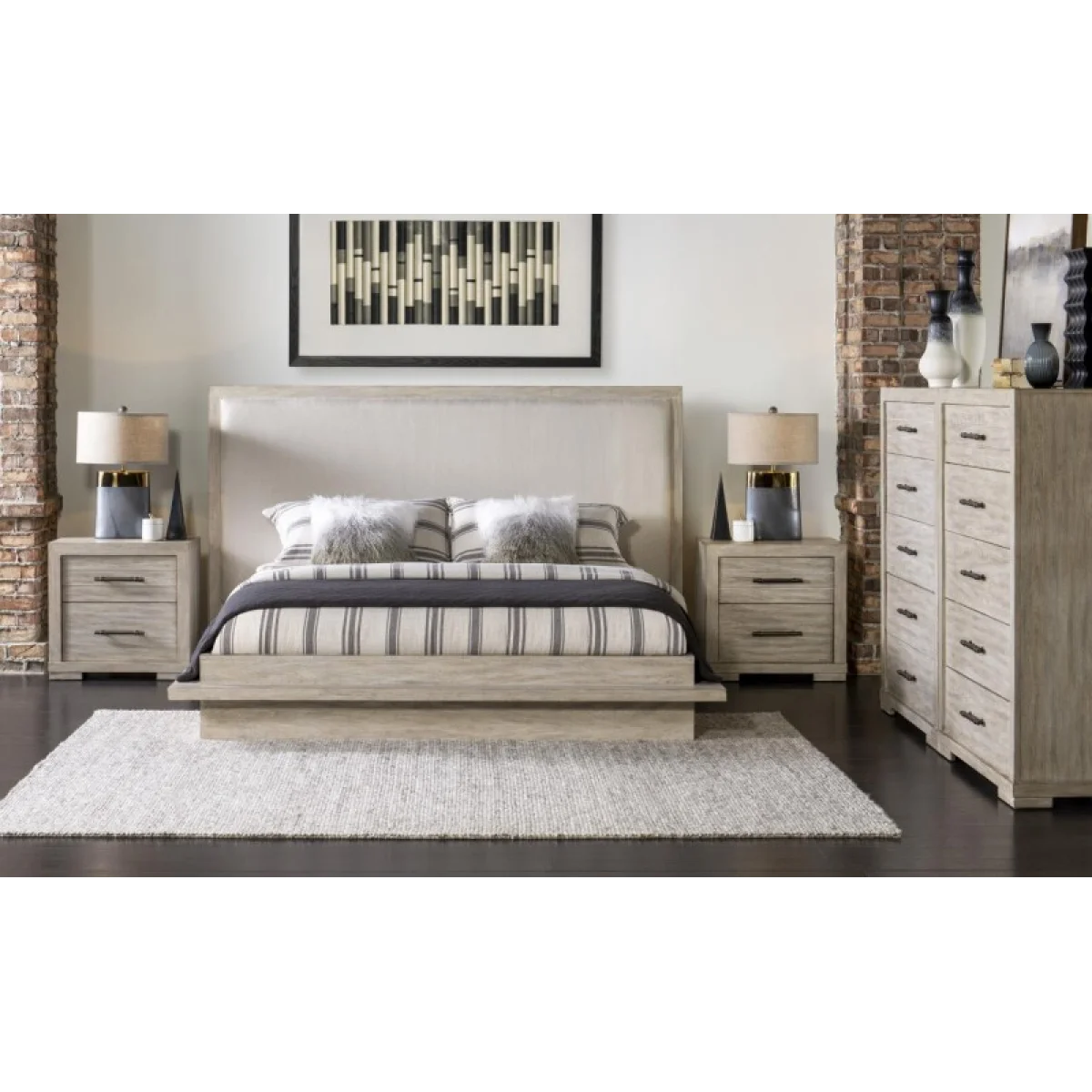 Complete Uph Bed King 6/6 Light Oak Finish Beds Beds 8