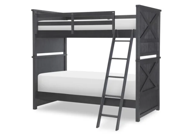 Complete Twin Over Twin Bunk Bed Black Finish Youth Beds black