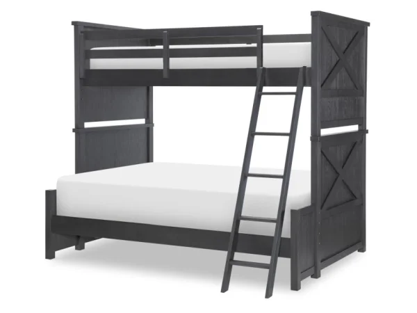 Complete Twin Over Full Bunk Bed Black Finish Youth Beds black
