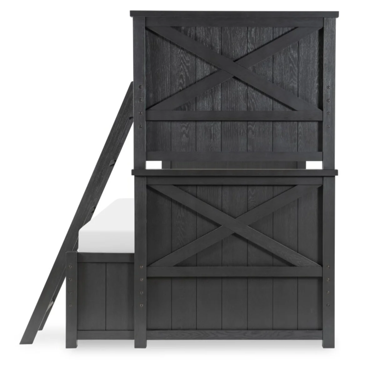 Complete Twin Over Full Bunk Bed Black Finish Youth Beds black 7