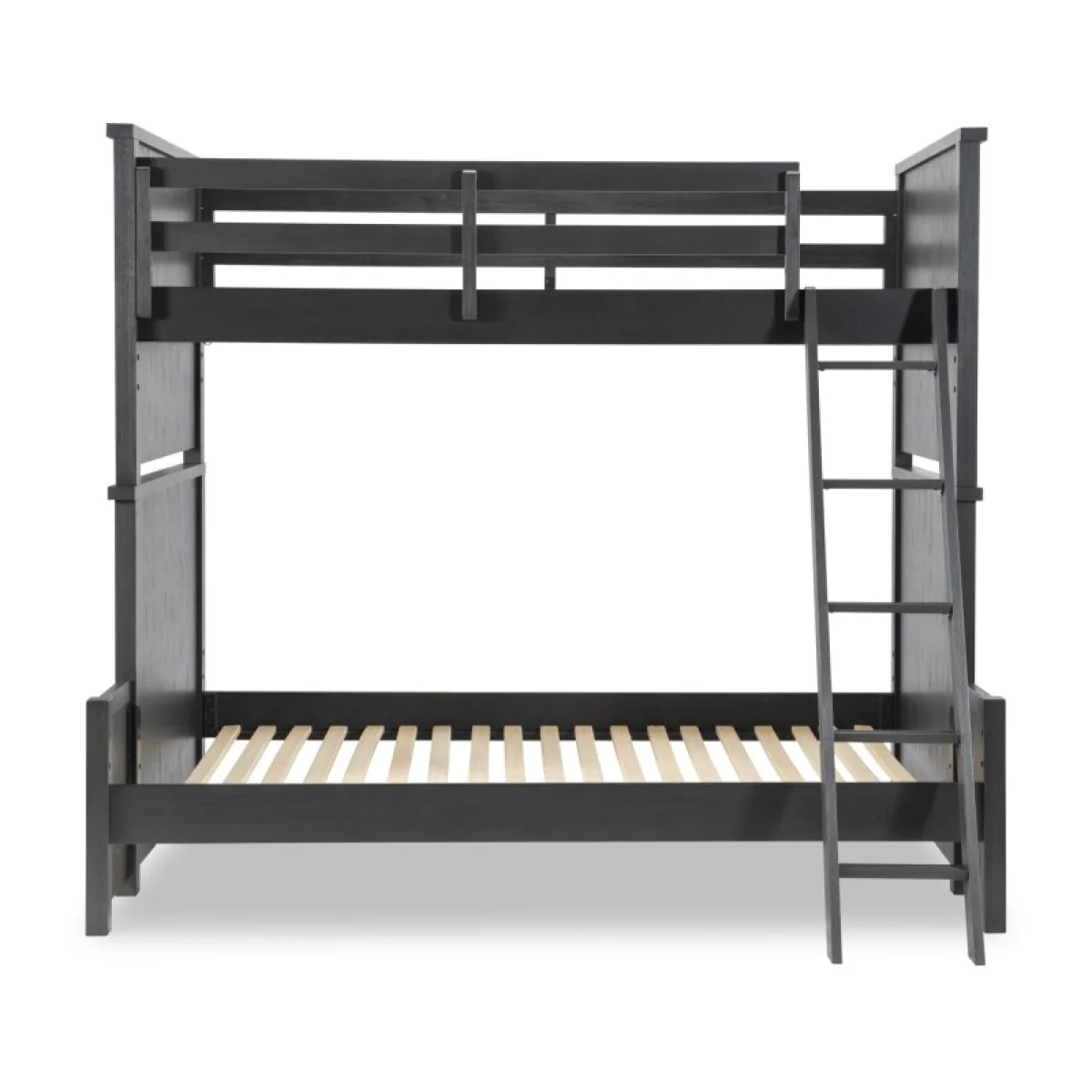 Complete Twin Over Full Bunk Bed Black Finish Youth Beds black 10