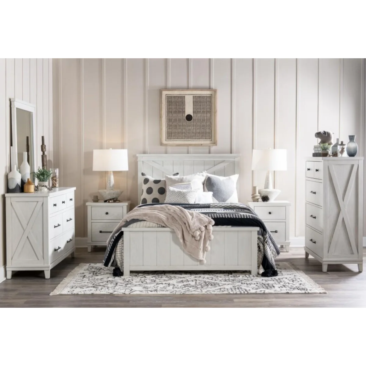 Complete Panel Bed Full 46 White Finish Youth Beds Aged White 6