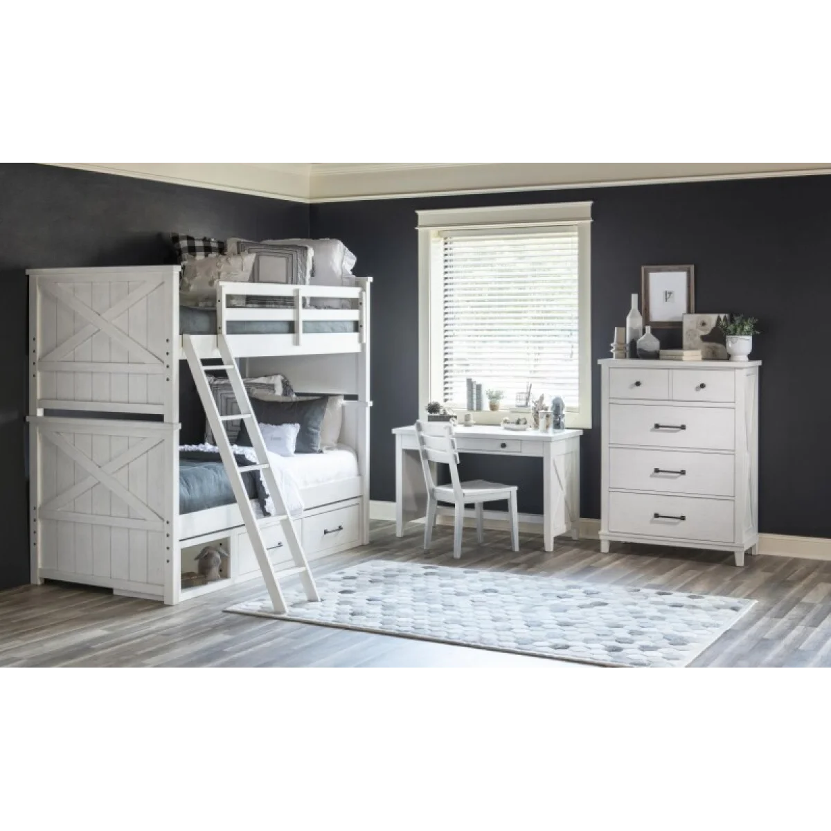Complete Twin Over Twin Bunk End White Finish Youth Beds Aged White 6