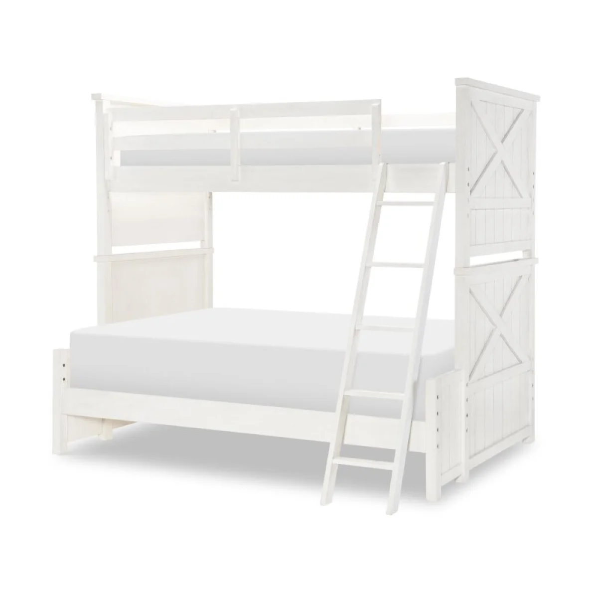 Complete Twin Over Full Bunk Bed White Finish Youth Beds Aged White 4