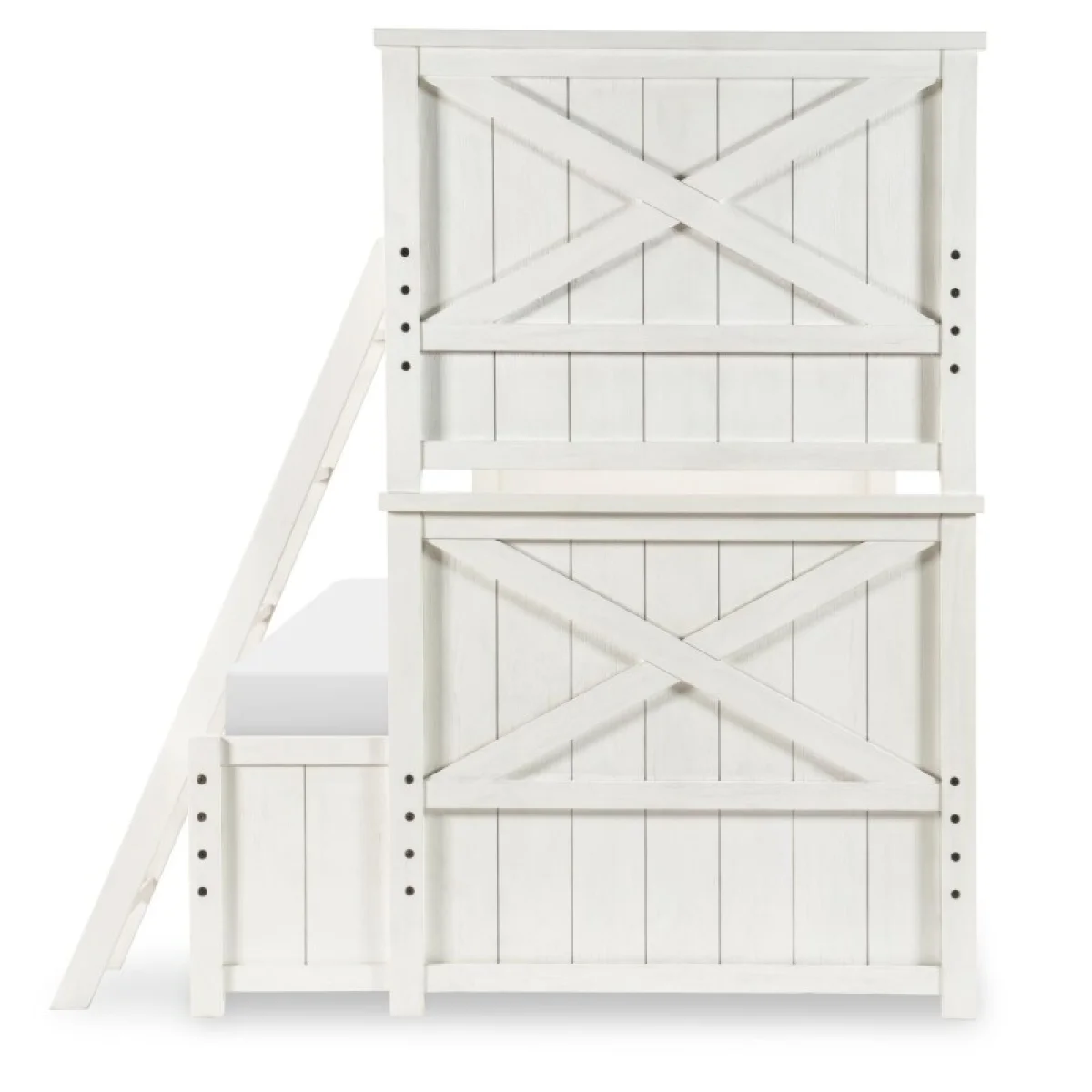 Complete Twin Over Full Bunk Bed White Finish Youth Beds Aged White 8