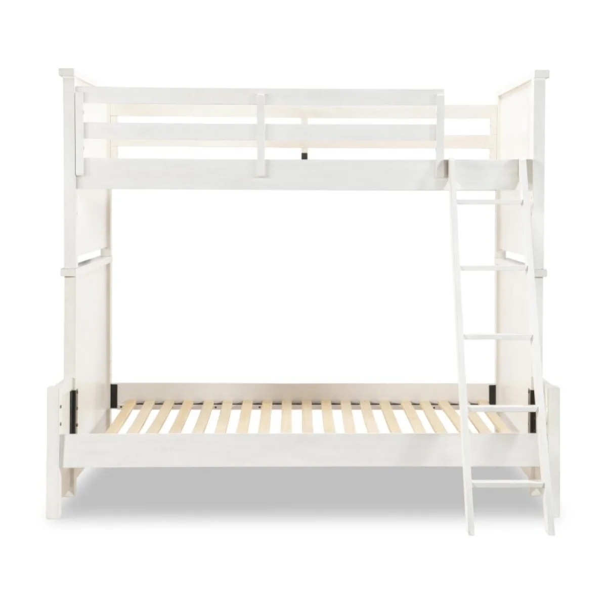 Complete Twin Over Full Bunk Bed White Finish Youth Beds Aged White 9