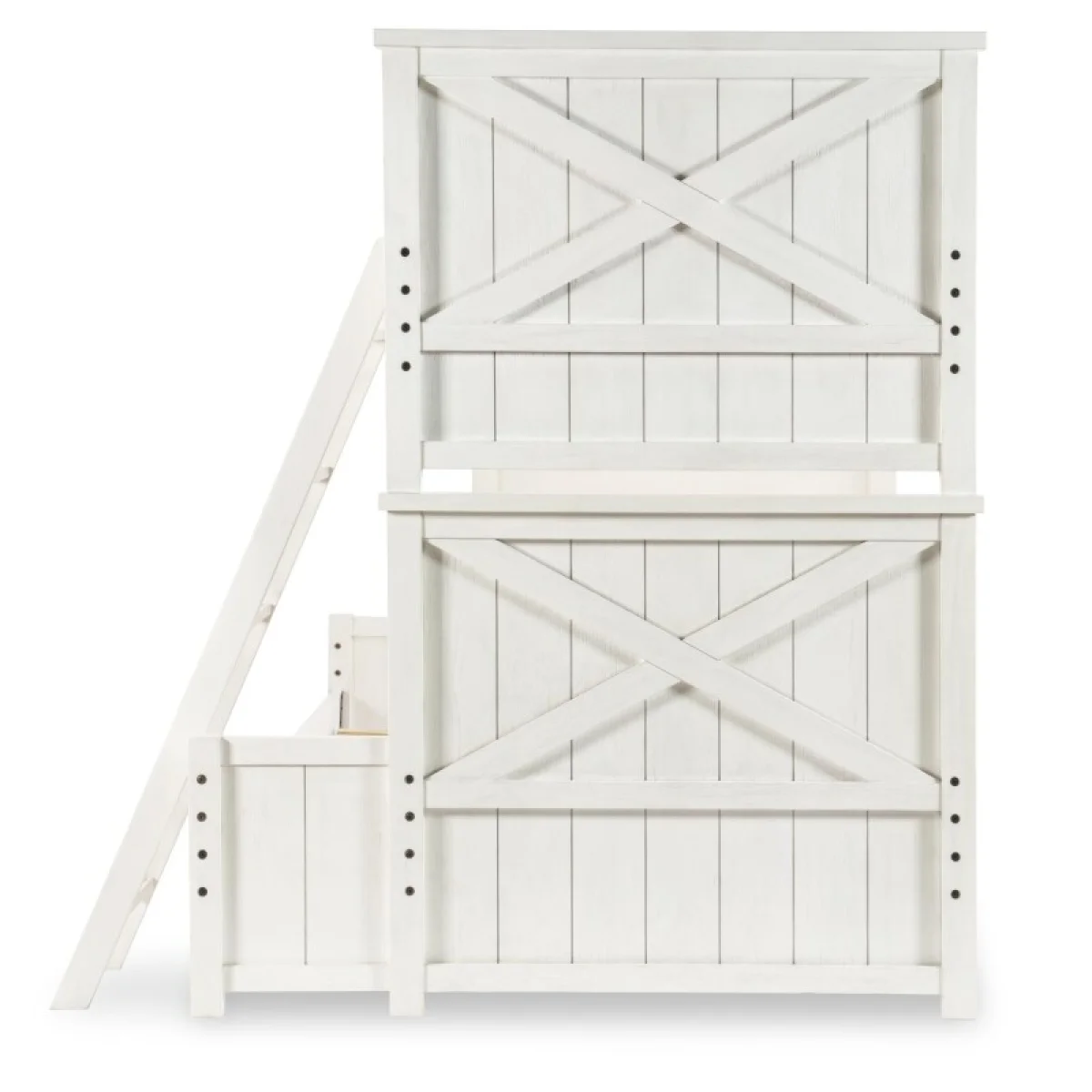 Complete Twin Over Full Bunk Bed White Finish Youth Beds Aged White 10