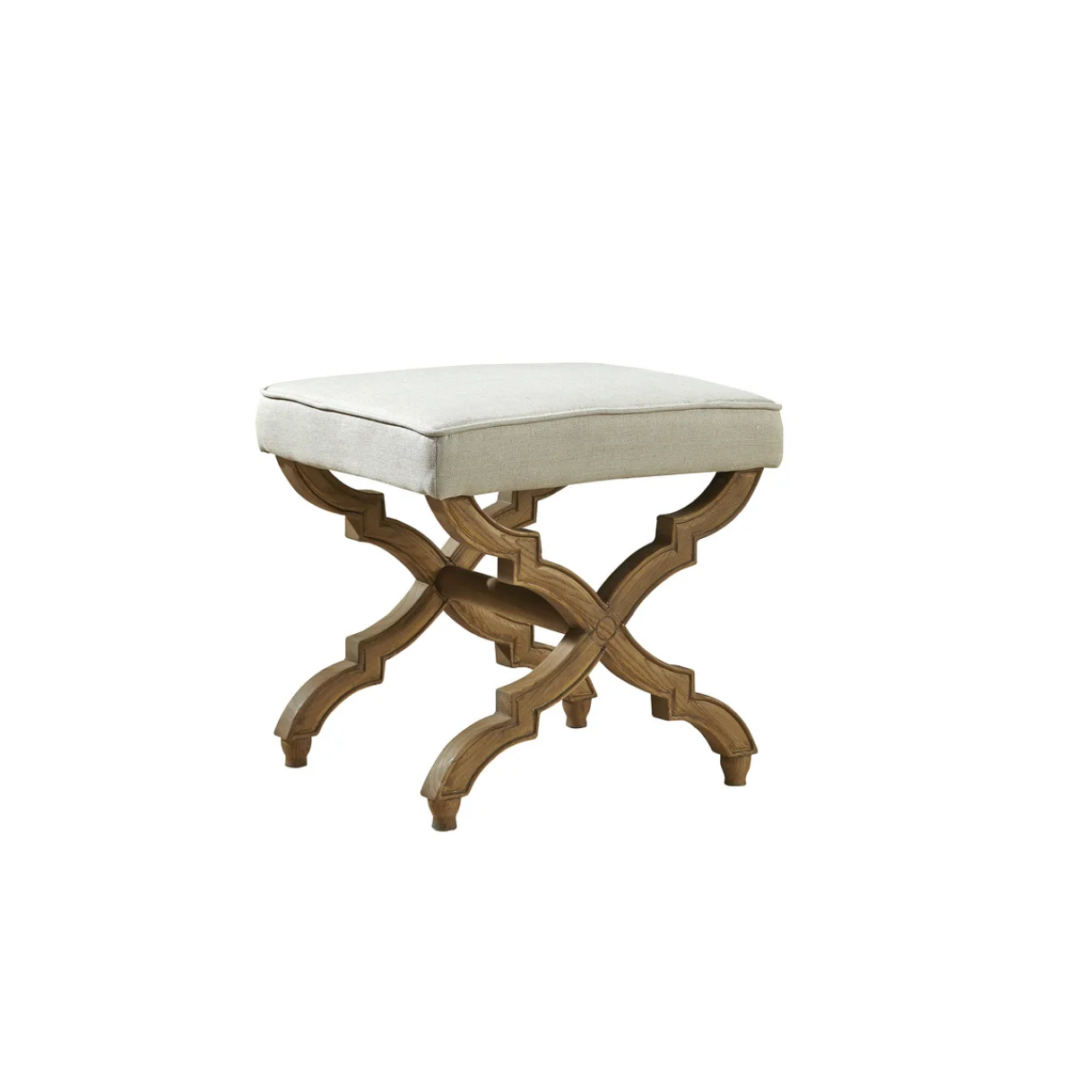 Linen And Oak Foot Stool Ottomans & Poufs Cream 4