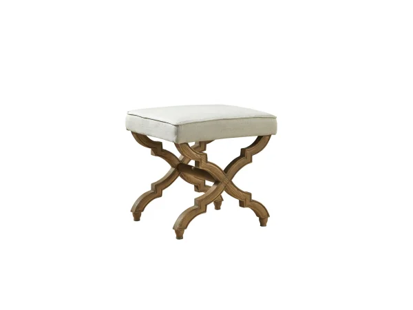 Linen And Oak Foot Stool Ottomans & Poufs Cream