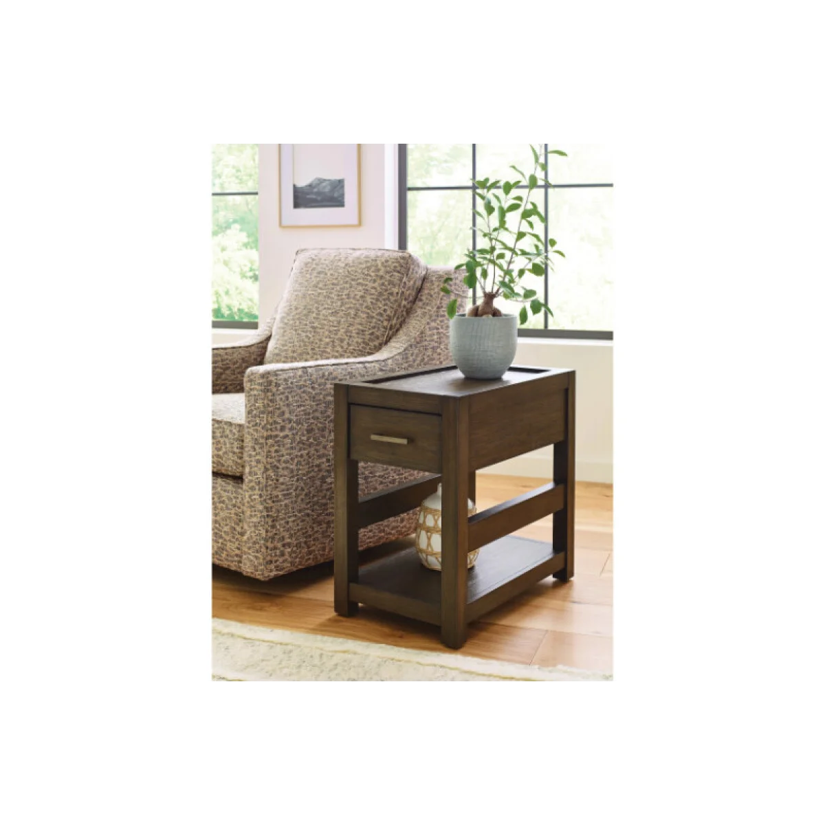 Nyles Rectangular Drawer Chairside Table Chairside Tables Brown 6