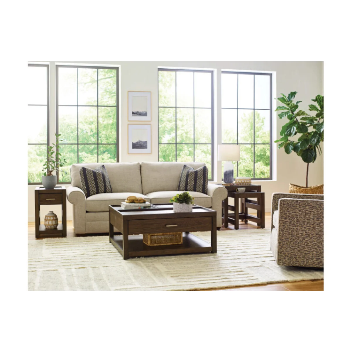 Nyles Rectangular Drawer Chairside Table Chairside Tables Brown 7