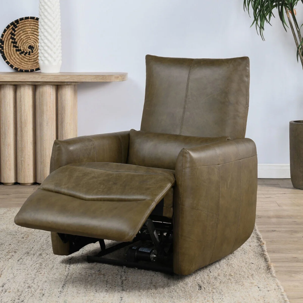 Thaya Leather Power Recliner – Earth Brown Recliners Brown 14
